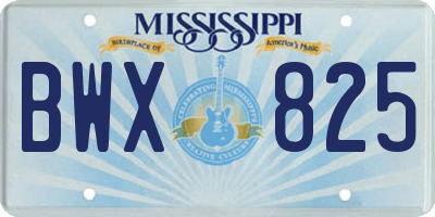 MS license plate BWX825