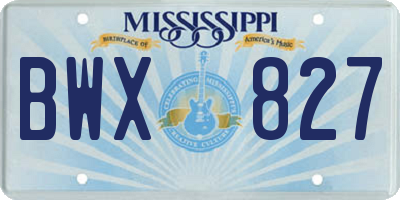 MS license plate BWX827