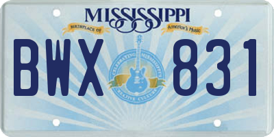 MS license plate BWX831