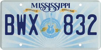MS license plate BWX832