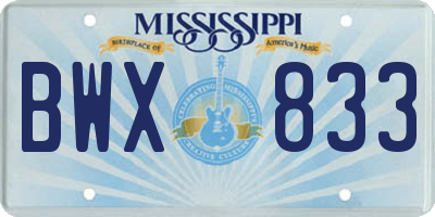 MS license plate BWX833