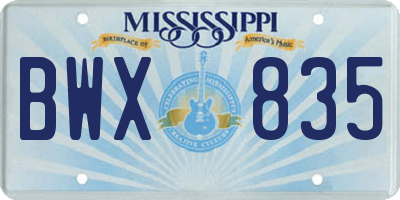 MS license plate BWX835