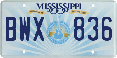 MS license plate BWX836