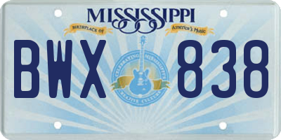 MS license plate BWX838