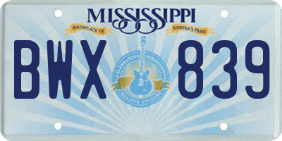 MS license plate BWX839