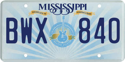 MS license plate BWX840
