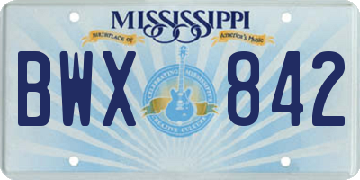 MS license plate BWX842