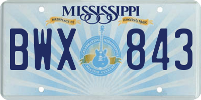 MS license plate BWX843