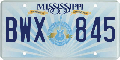 MS license plate BWX845