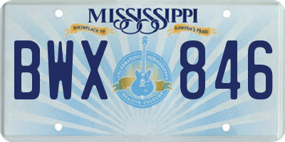 MS license plate BWX846