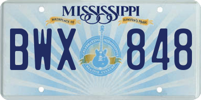MS license plate BWX848