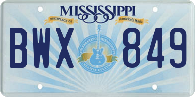 MS license plate BWX849
