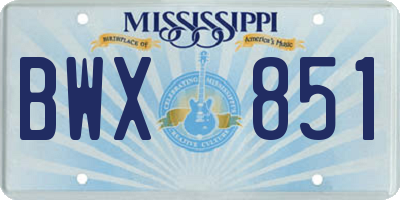 MS license plate BWX851