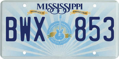 MS license plate BWX853