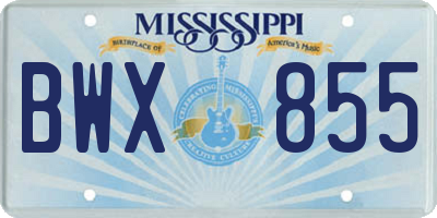 MS license plate BWX855
