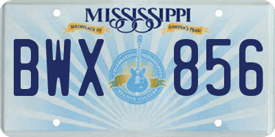 MS license plate BWX856