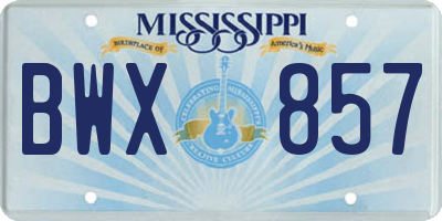 MS license plate BWX857