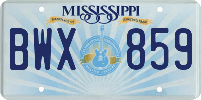 MS license plate BWX859