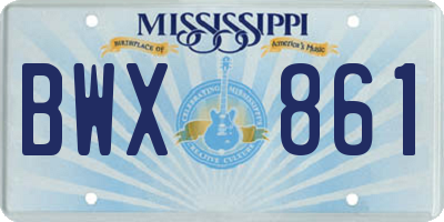 MS license plate BWX861