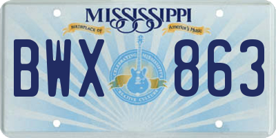 MS license plate BWX863