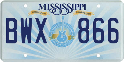 MS license plate BWX866