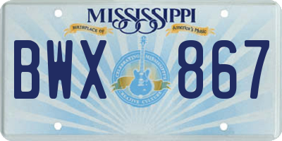 MS license plate BWX867