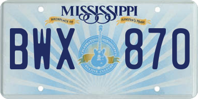 MS license plate BWX870