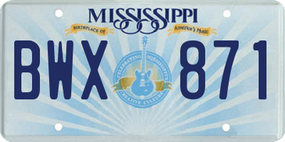 MS license plate BWX871