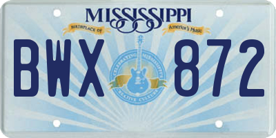 MS license plate BWX872