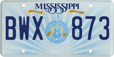 MS license plate BWX873