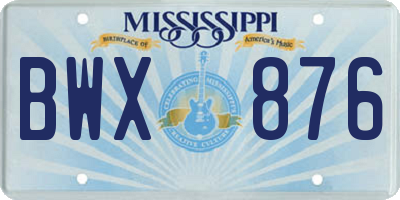 MS license plate BWX876