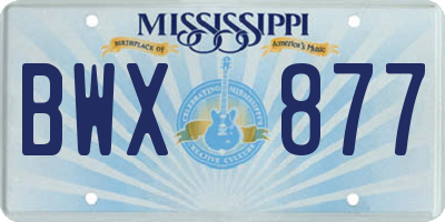MS license plate BWX877