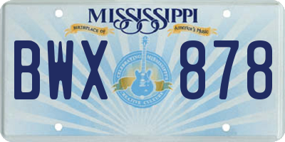 MS license plate BWX878
