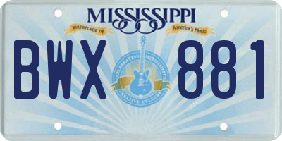 MS license plate BWX881
