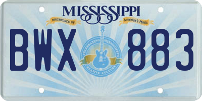 MS license plate BWX883