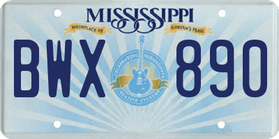 MS license plate BWX890