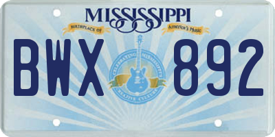 MS license plate BWX892