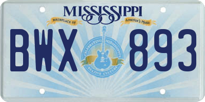 MS license plate BWX893