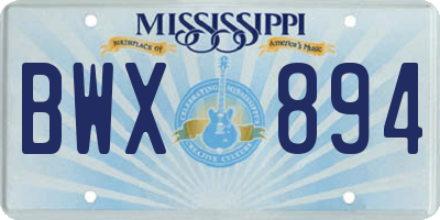 MS license plate BWX894