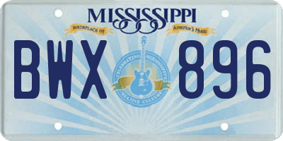 MS license plate BWX896