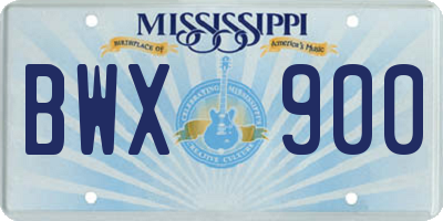 MS license plate BWX900