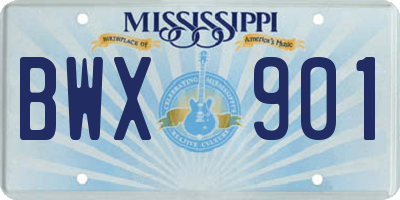 MS license plate BWX901