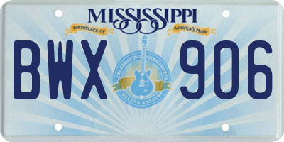 MS license plate BWX906