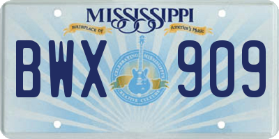 MS license plate BWX909