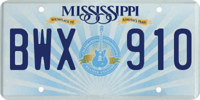 MS license plate BWX910