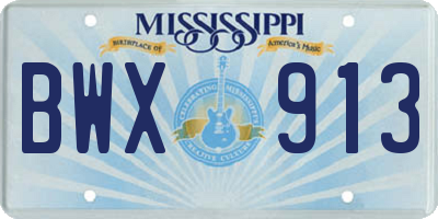 MS license plate BWX913