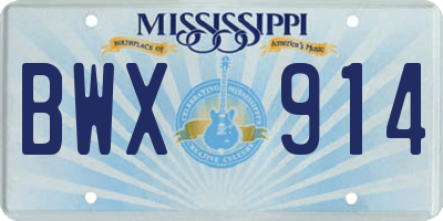 MS license plate BWX914