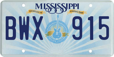 MS license plate BWX915