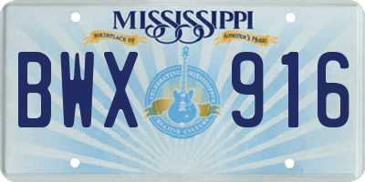 MS license plate BWX916
