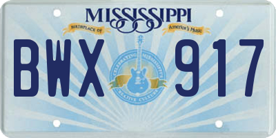 MS license plate BWX917